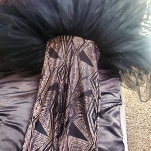 XS dress black with gold glitter and tulle flute bottom